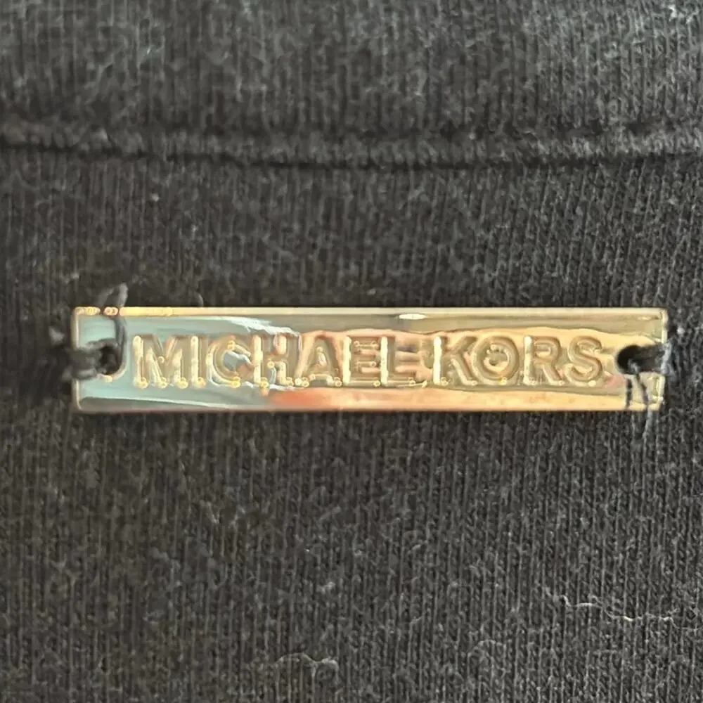 Michael Kors Women's Navy Grey Striped V-Neck Tunic Length Shirt MEDIUM Casual